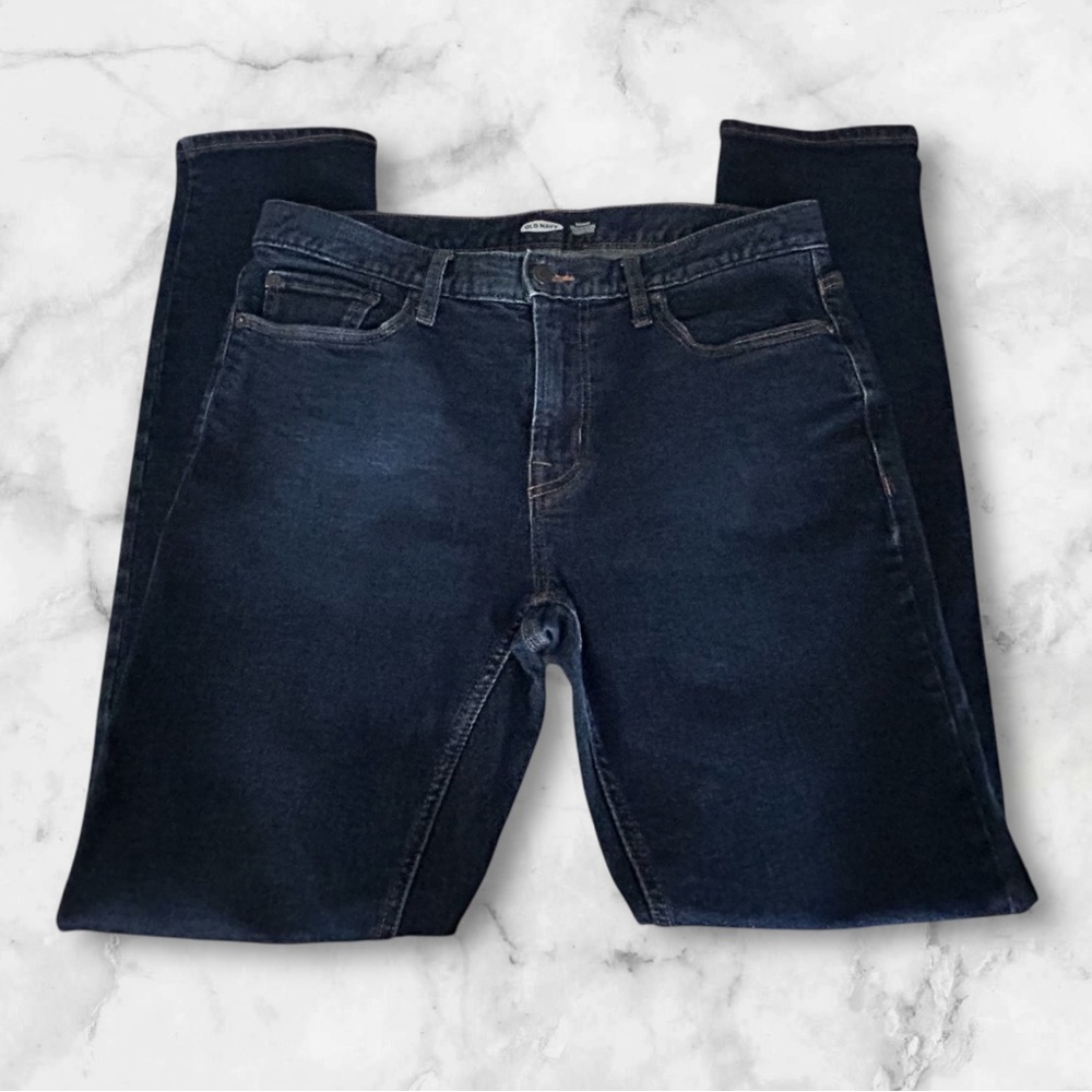 Old Navy Men’s Skinny Built in Tough Built in Flex Dark Wash Jeans Size 34/34 - Picture 3 of 9